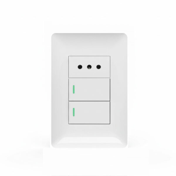 Toma corriente simple 10Amp + Interruptor doble 9/12 Want