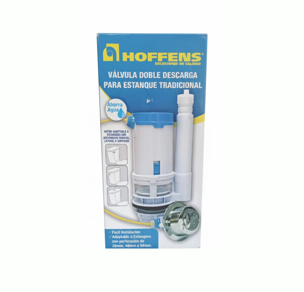 Válvula Doble Descarga, Ahorro de Agua, Estanque Tradicional, Reparación de Estanque, Gasfitería, Fácil Instalación, Válvula Hoffens, Doble Pulsador, Compatible 38mm 48mm 58mm